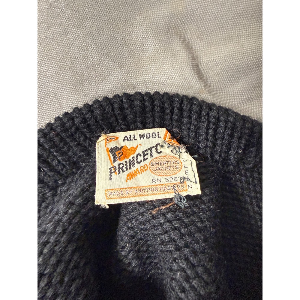 Vintage Princeton Sweaters All Wool Black Orange Stripe Varsity Knit Mens 50s 60 - Picture 9 of 9